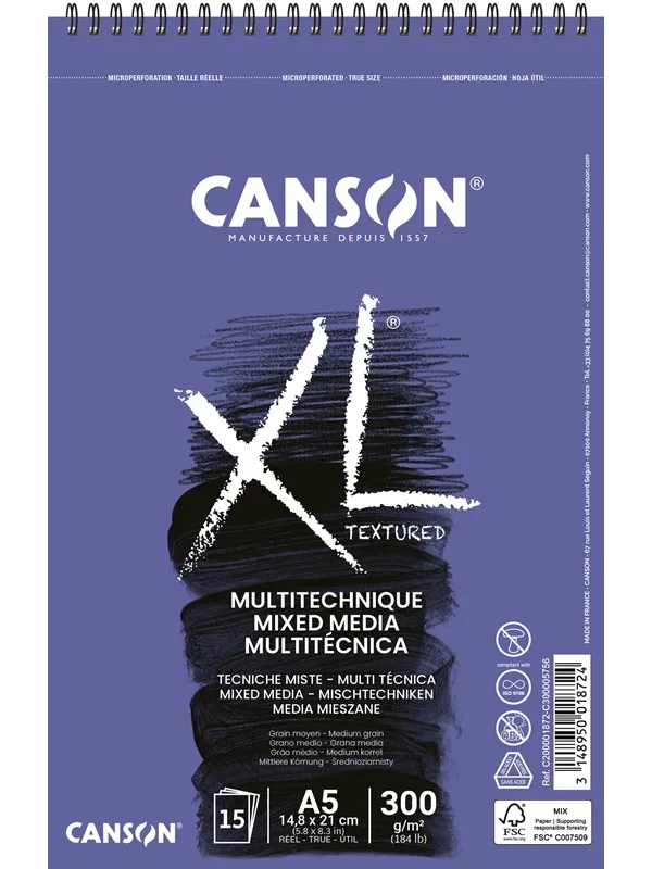 Canson XL Mix-Media MG A5 300G Spiral 15 SH