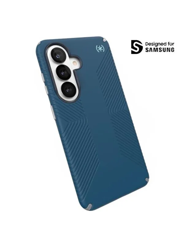 Speck Presidio2 Grip Magnet - Samsung Galaxy S26 MagSafe Case - Deep Sea/Silver Metallic/Spell Blue