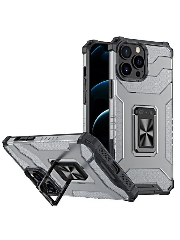 Hurtel Crystal Ring Case Kickstand Tough Rugged Cover for iPhone 13 Pro Black