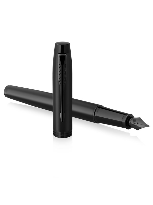 Parker IM Fountain Pen | Matte Black with Black Trim | Medium Point with Blue Ink Cartridge | Gift Box