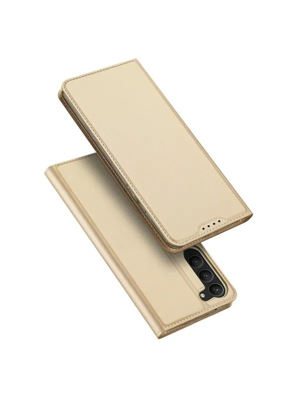 Dux Ducis Skin Pro Samsung Galaxy S23+ Case Flip Cover Card Wallet Stand Gold