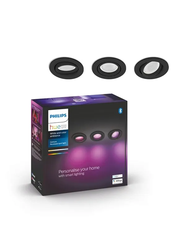Philips Hue Centura Innfelt Spot - Rund - Svart - 3-pakning