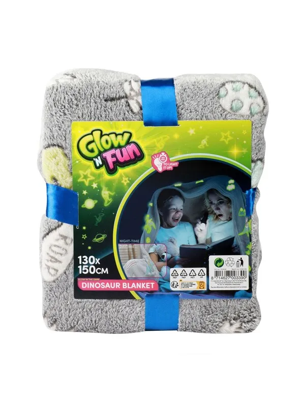Toi-Toys Glow N Fun Glow in the Dark Blanket Dino 130x150cm