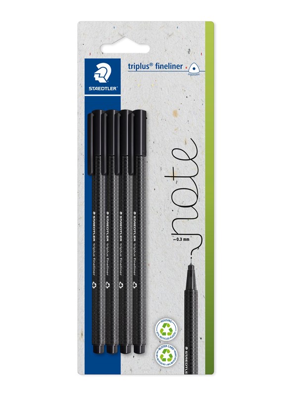 Staedtler Fineliner triplus rPP black 4pc Bl