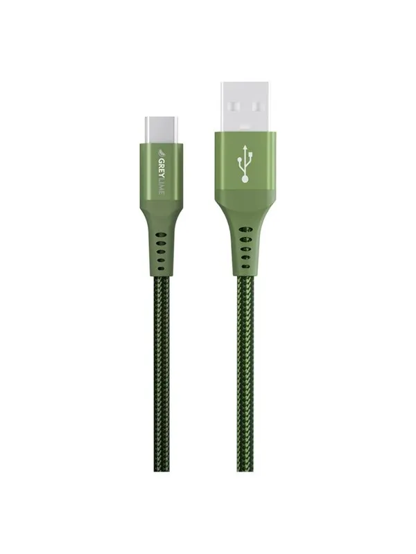 GreyLime Braided USB-A to USB-C Cable Green 3 m