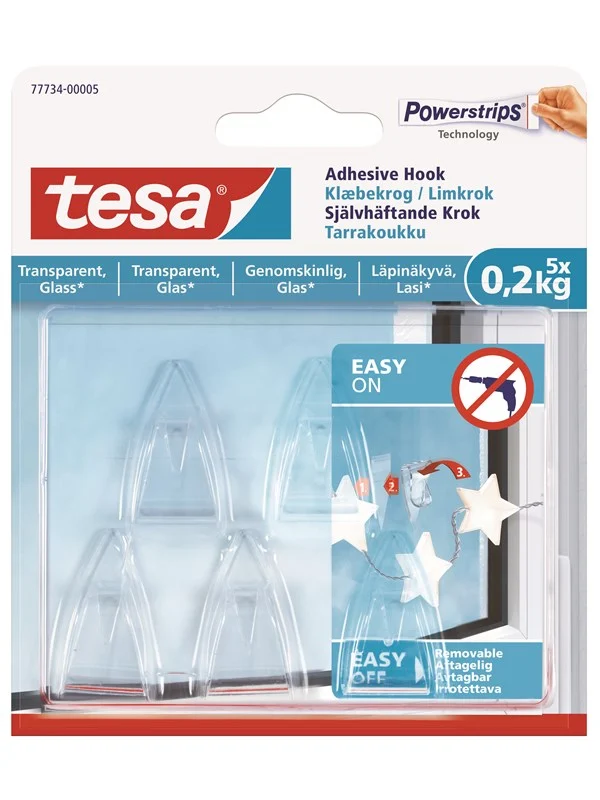 tesa Powerstrips Hook 0.2kg Transparent