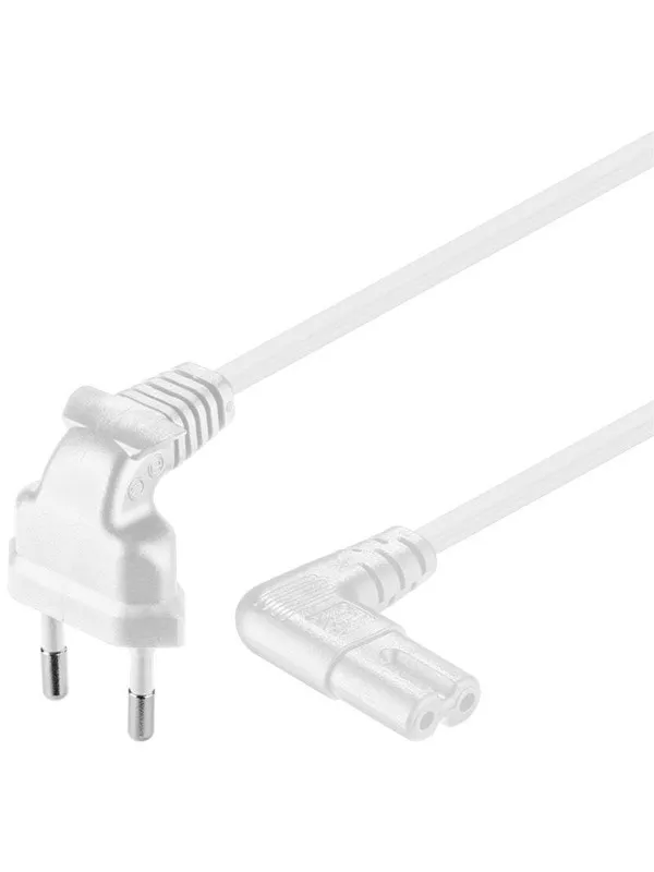 Pro Strømkabel C7 (2 pins) - Hvit - 2m - 90°