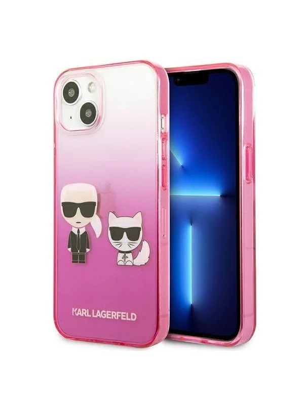 Karl Lagerfeld Gradient Ikonik Karl&Choupette Case for iPhone 13 mini - Pink