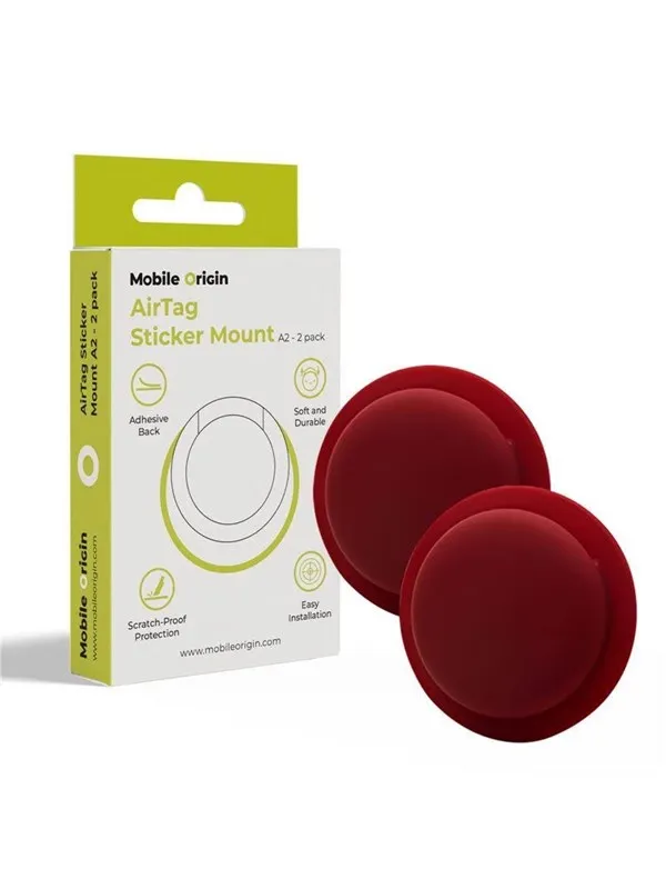 Mobile Origin Airtag Sticker Mount A2 - 2 pack - ruby red