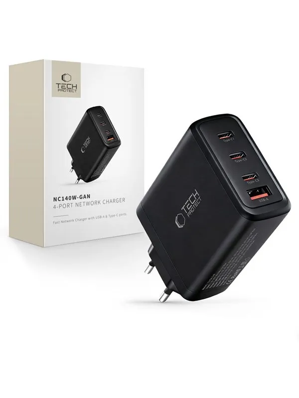 Tech-Protect NC140W-GAN 4-Ports 140W AC Charger - Black