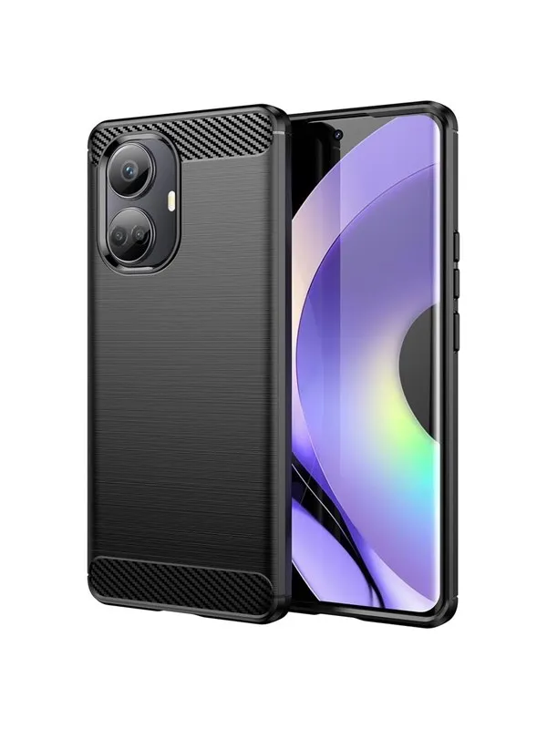Hurtel Carbon Case for Realme 10 Pro Flexible Silicone Carbon Cover Black