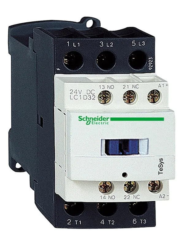 Schneider Electric Tesys d contactor lc1d32bd 3p 32a ac-3 15kw@400v 1no+1nc aux contact 24v dc coil