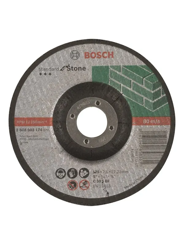 Bosch Kappeskive, krummet, Standard for Stone C 30 S BF, 125 mm, 22,23 mm, 2,5 mm