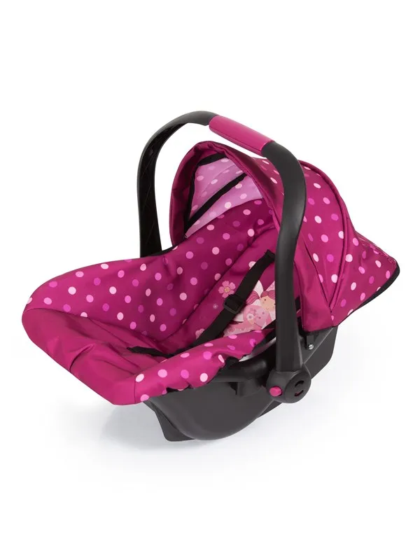 Bayer Design Deluxe Car Seat with Canopy for Dolls  - Rose w/ dots
