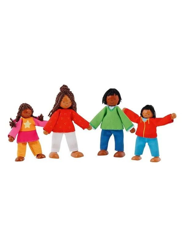 Goki Wooden Dollhouse Dolls Flexible Modern Family 4pcs.