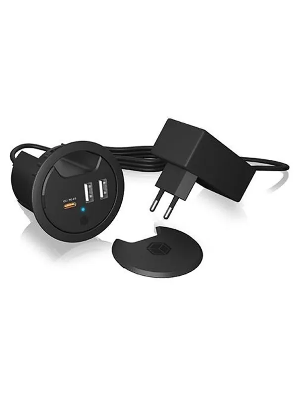 ICY BOX IB-HUB1407 - hub - 3 ports USB-hub - 3 porter - Svart