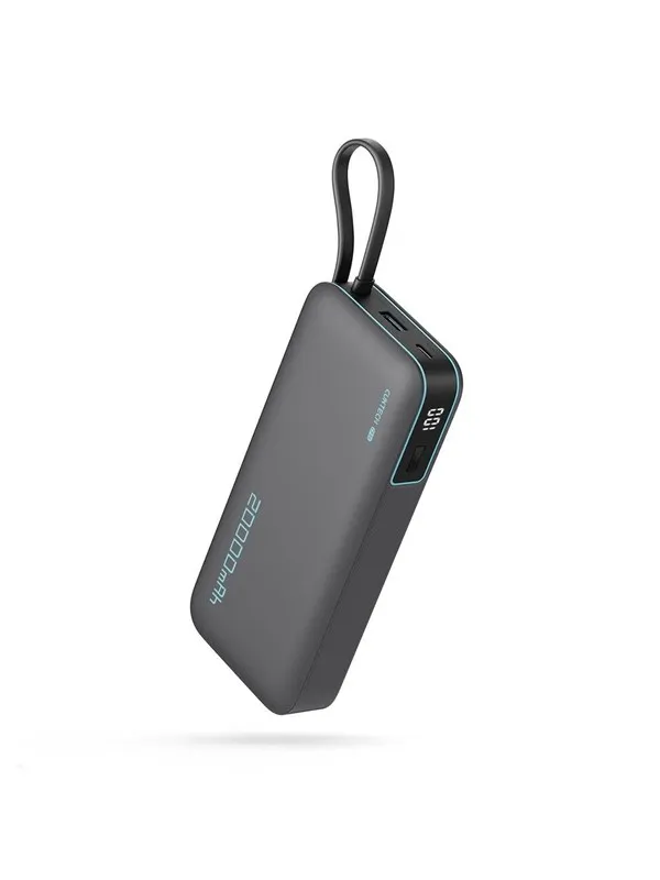 CUKTECH CUKP200NGLDG 55W with Built-in USB-C Cable - Grey Nødlader - Grey - 20000 mAh