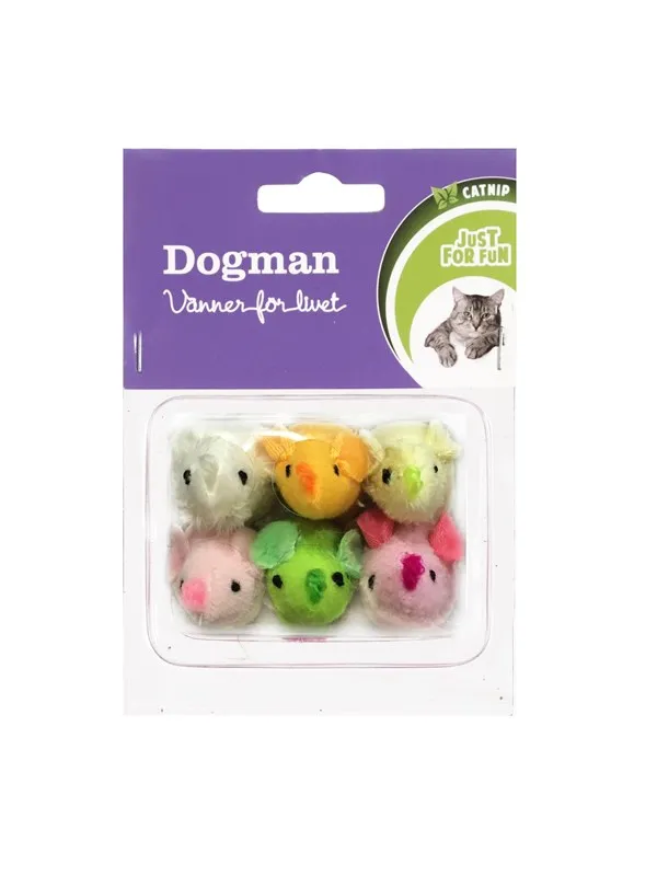 Dogman Katteleke mus med kattemynte (6-pakning)