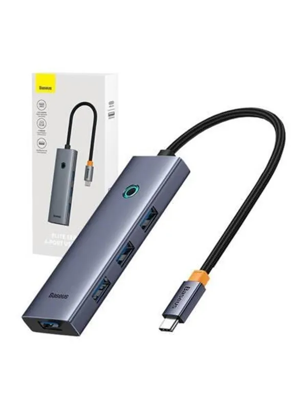 Baseus 4in1 Hub UltraJoy USB-C do USB 3.0 (space grey) USB-hub - USB 3.0 - 4 porter - Grå