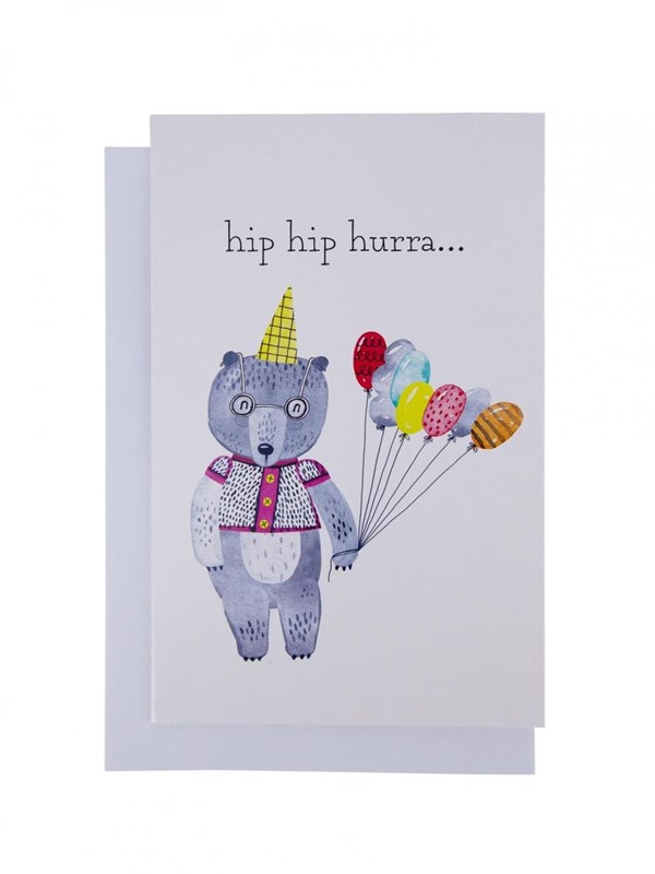 SCANSEASON CARD WITH ENVELOPE 11X17CM BEAR WITH BALLOON