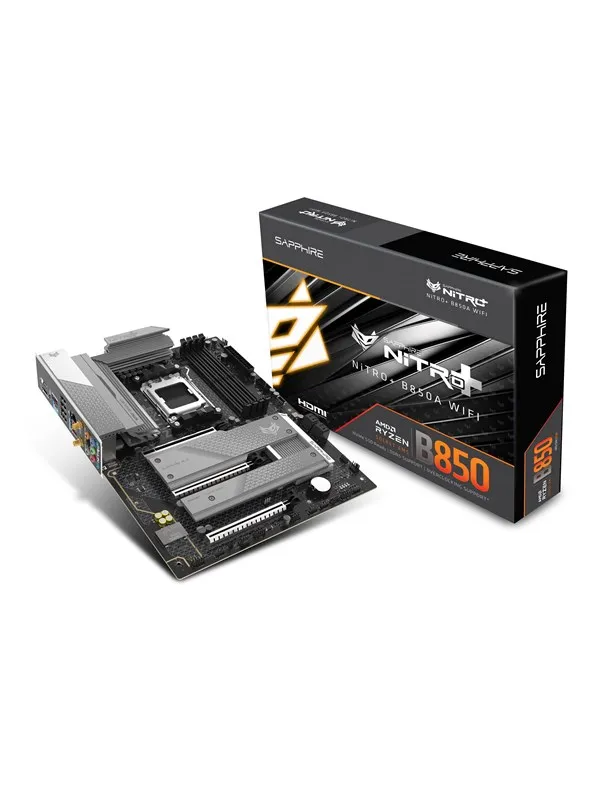 Sapphire NITRO+ B850A WIFI 7 Hovedkort - AMD B850 - AMD AM5 socket - DDR5 RAM - ATX