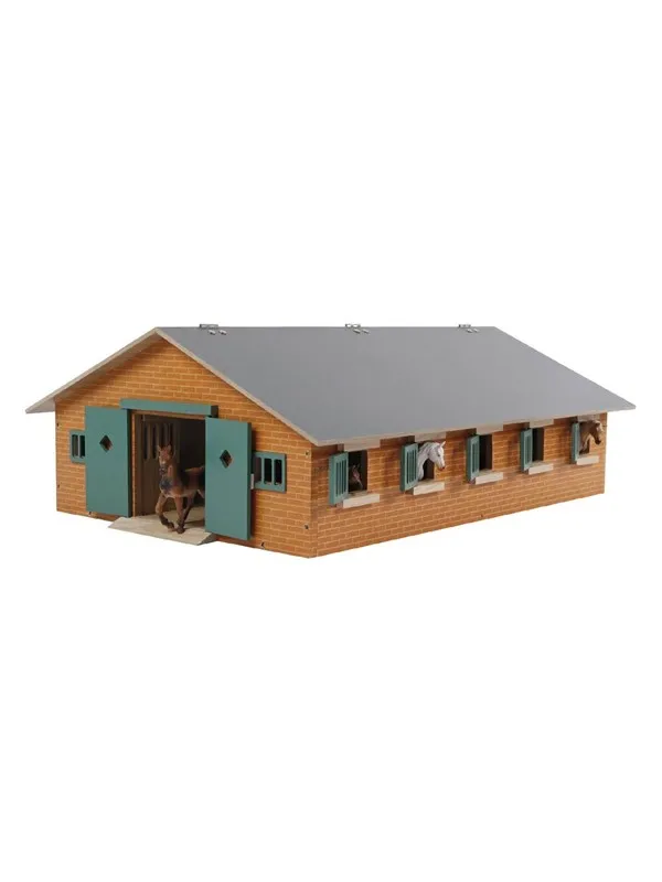 Kids Globe - Horse Stable Wood With 9 Horse Stalls 1:32