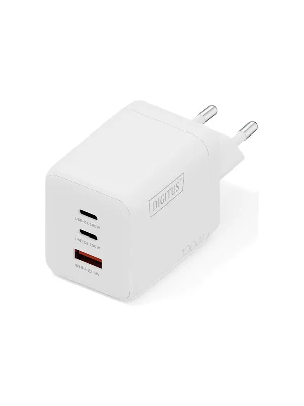 DIGITUS power adapter - GaN - 2 x USB-C USB - 100 Watt