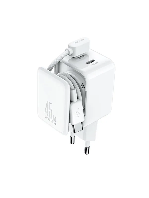 Joyroom JR-TCL05 45W GaN Wall Charger with Cable Organizer - White