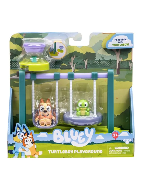 Bluey Playground playset with Wide-Eyed Bingo & Turtleboy
