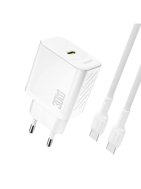 Dudao A27PCEU PD 30W GaN USB-C AC Charger with USB-C Cable - White
