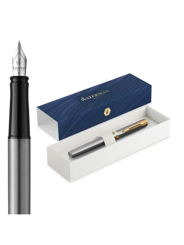 Waterman Impression Stainless Steel G.T. Fountain pen F Blue ink