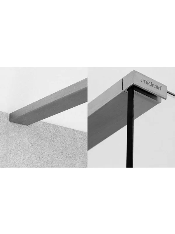 Unidrain GlassLine top rail Right Brushed steel