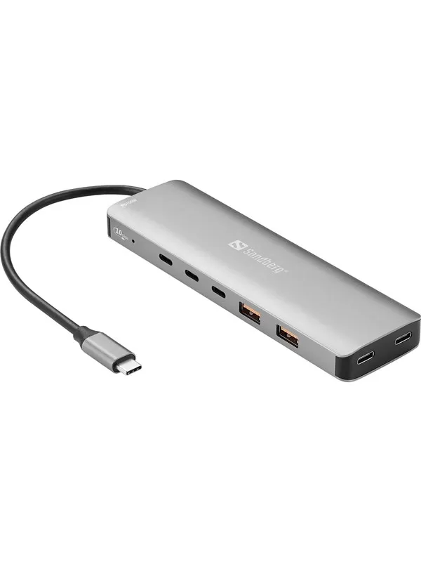 Sandberg USB-C to 5 x USB-C + 2 x USB-A 100W USB-hub - 7 porter - Grå