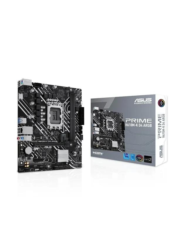 ASUS PRIME H610M-K D4 ARGB Hovedkort - Intel H610 - Intel LGA1700 socket - DDR4 RAM - Micro-ATX