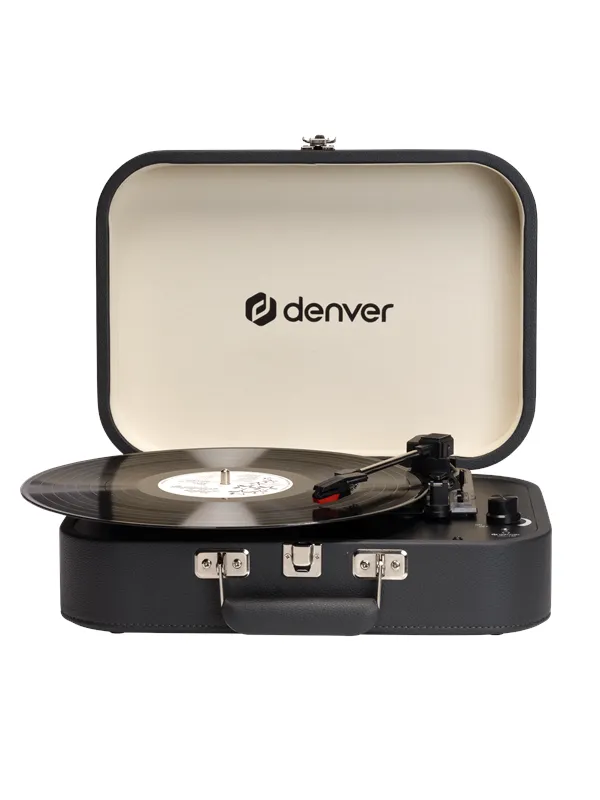 DENVER VPL-130DGR Retro designed suitcase turntable with PC recording via USB - Platespiller Svart