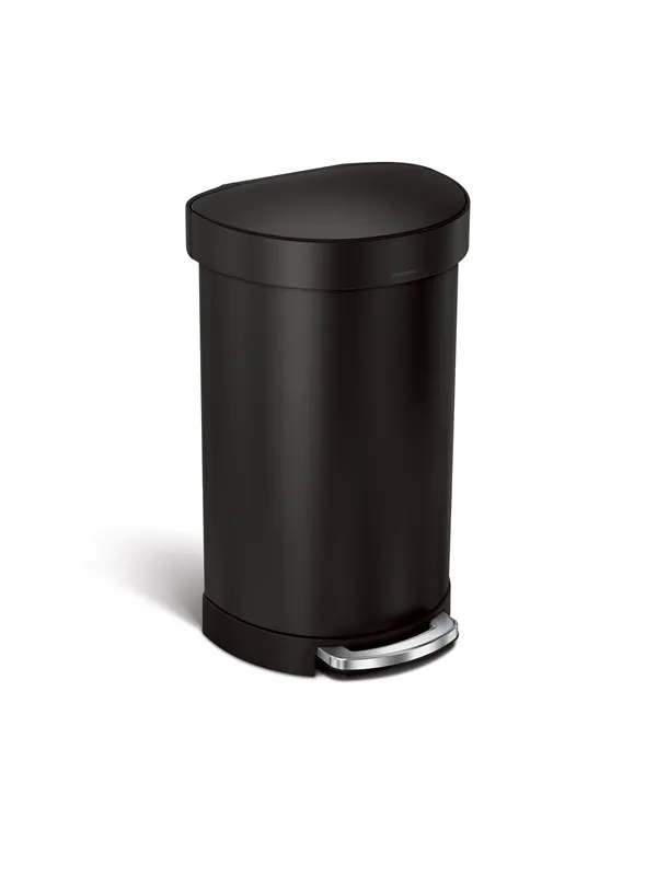 Simplehuman 45L halvrund pedalbøtte, svart