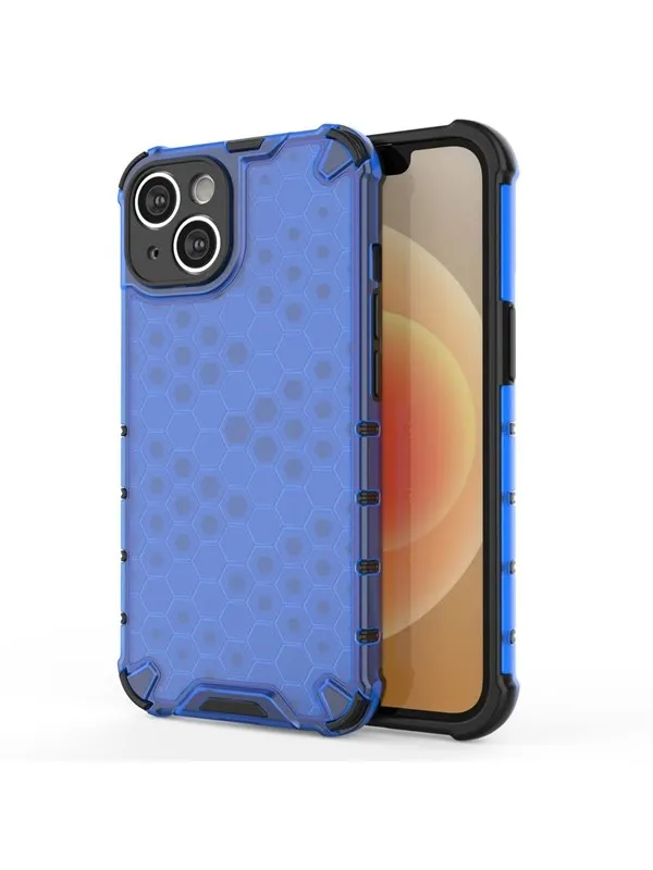 Hurtel Honeycomb Case for iPhone 14 Armored Hybrid Cover Blue