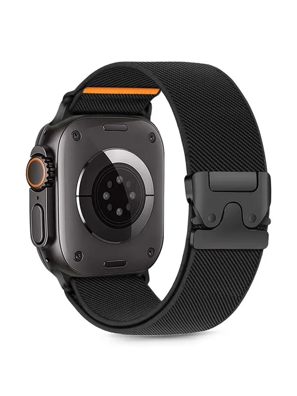 Tech-Protect Nylon Clasp Strap for Apple Watch 44 / 45 / 46 / 49 mm - Black