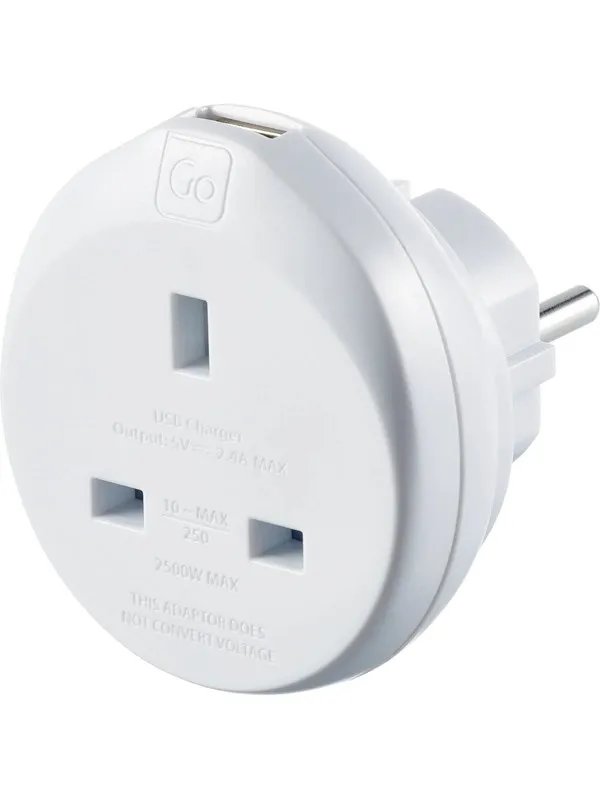 Go Travel UK-EU USB-A-adapter (2.4A)