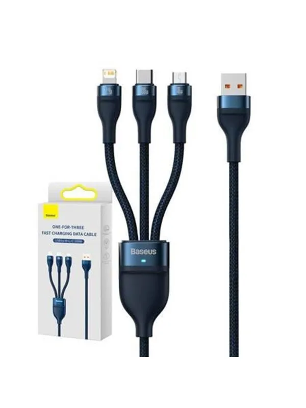 Baseus 3in1 USB cable  Flash Series USB-C + micro USB + Lightning 100W 1.2m (blue)