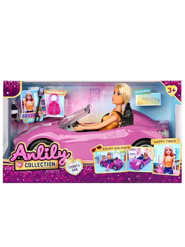 Masen Toys Doll in pink sports car