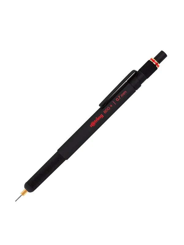 Rotring 800+ Mechanical Pencil and Touchscreen Stylus | Twist-to-Retract HB 0.7 mm Propelling Pencil | Black Metal Barrel