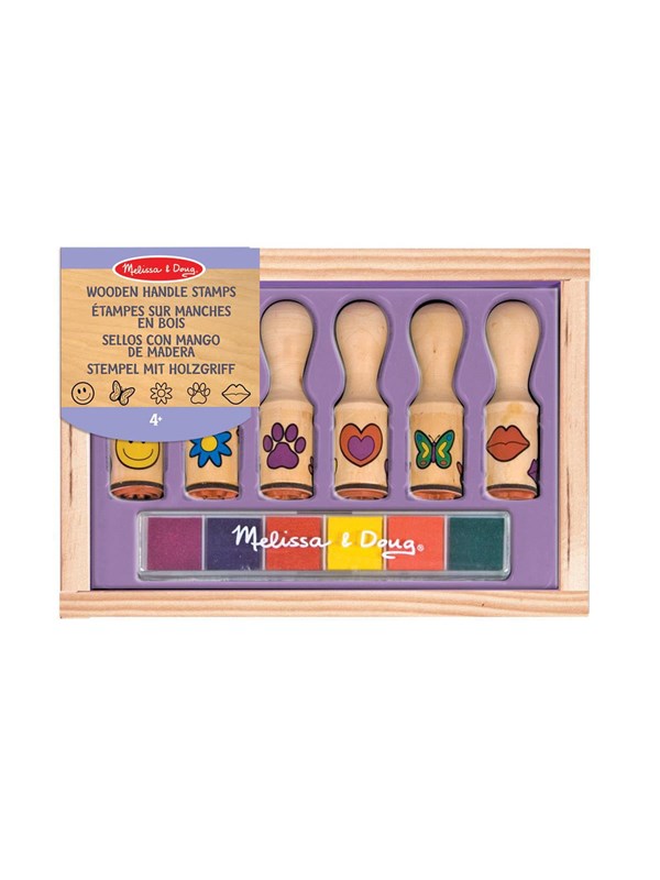 Melissa & Doug Wooden Handle Stamps Happy Handle Stamp Set