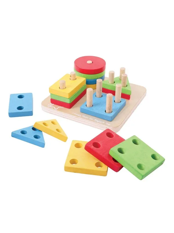 Bigjigs Wooden Shapes Stacking Game 17dlg.