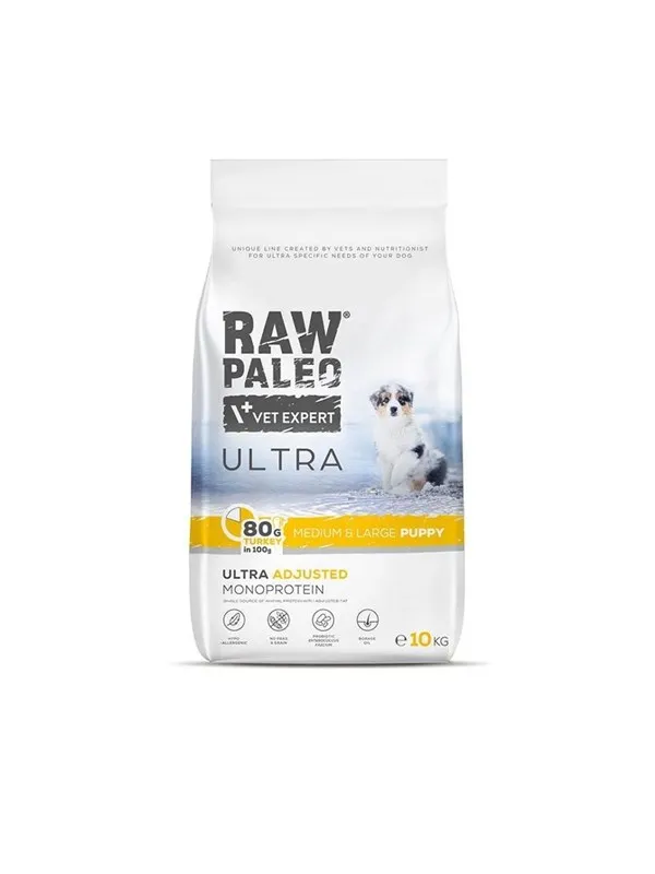 VetExpert Raw Paleo Ultra Medium&Large Puppy Turkey - dry food for puppies - 10 kg
