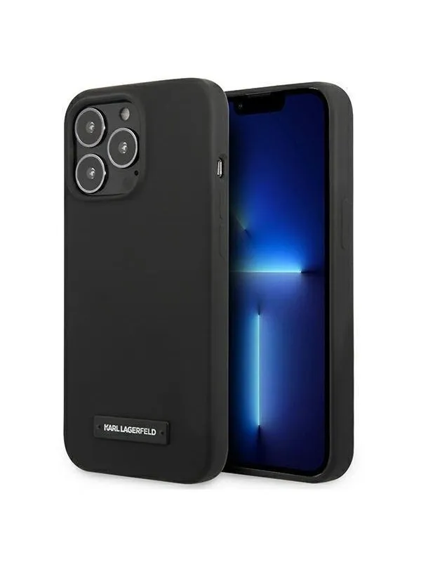 Karl Lagerfeld Silicone Plaque Case for iPhone 13 Pro Max - Black