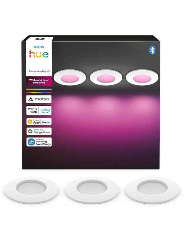Philips Hue Slim innfelt spotlight 90 mm hvit - 3-pakning