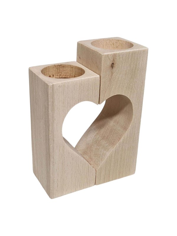 Playwood Tea light holder Heart Motif Beechwood 2 pcs.