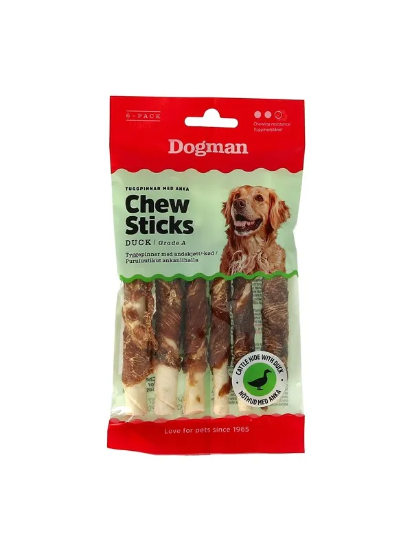 Dogman Tyggepinner omviklet med And 12cm (6-Pakning)