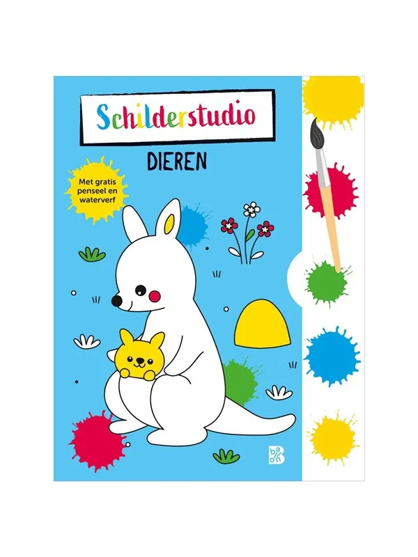 Coloring Book with Paint Palette and Brush Animals